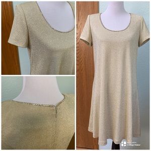 VTG Gold Lame Ever Beauty Party Swing Dress Sz 8